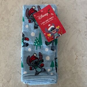 Disney Blue and White Stitch 2 Pack Hand Towels Christmas Holiday